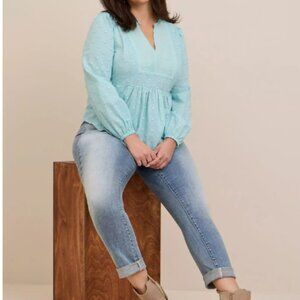 Torrid Clip Dot Mixed Eyelet Yoke Detail Top